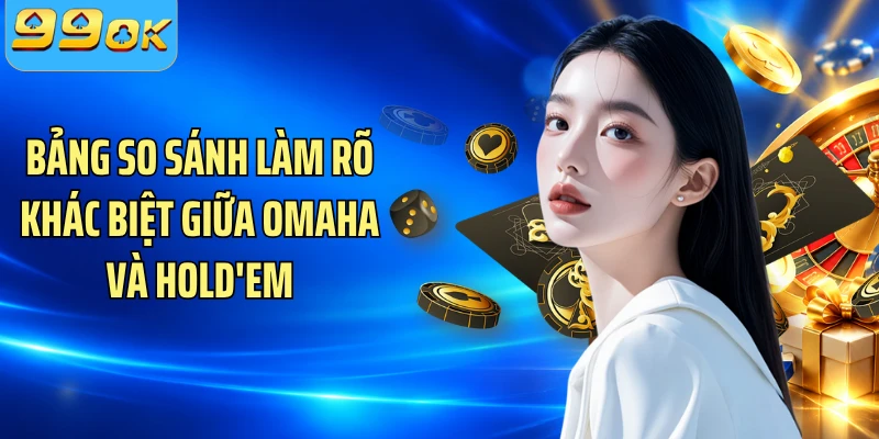 Bảng so sánh làm rõ khác biệt giữa Omaha và Hold'em